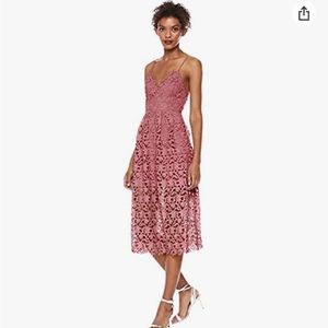 Sleeveless Lace Fit & Flare Midi Dress - Pink/Mauve